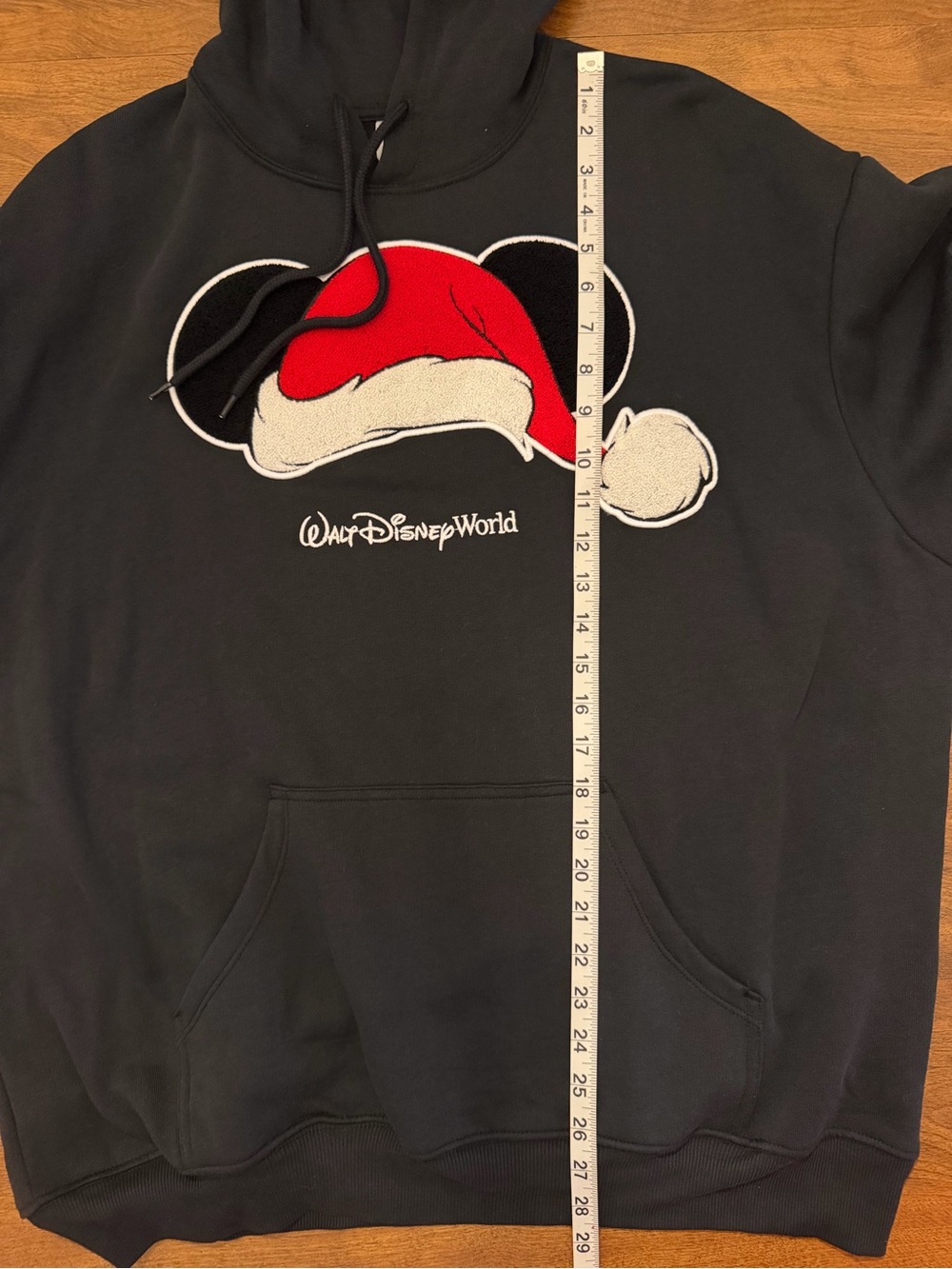Disney Black Hoodie with Red & White Santa hat Mickey Design NWT - Picture 5 of 7